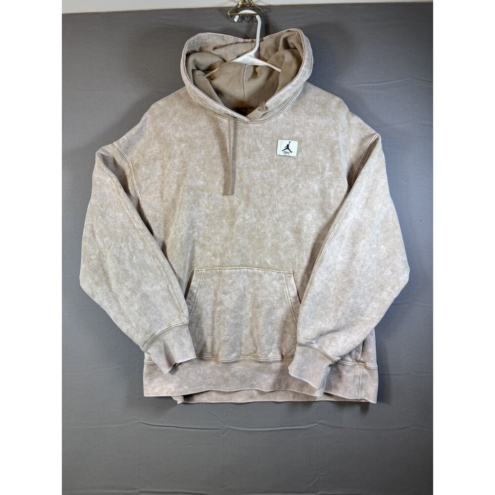 Jordan Flight Jumpman Logo Beige Fleece Cotton Pullover Hoodie Women Nike Small